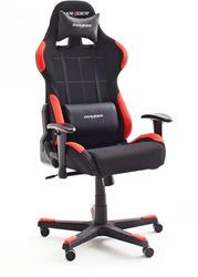 Robas Lund 62501SR4 OH/FD01/NG DX Racer 1 Gamingstoel Bureaustoel, Stoffen Bekleding, Zwart/Rood,86 x 69 x 35 cm