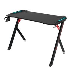 Berserker Gaming Mesa Gamer con LED, 113 x 60 x 75 cm, Superficie Resistente, Gestión de Cables, Negro