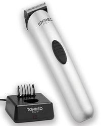 TONDEO Tondeuse cheveux ECO S PLUS SILVER | Tondeuse professionnelle avec station de charge et peigne de coupe pour 4 longueurs différentes
