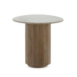 MESA AUXILIAR 45,72X45,72X50,17 MARMOL BLANCO/MADERA NATURAL BLANCO LAVADO