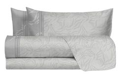 Laura Biagiotti - Juego de sábanas de Matrimonio de algodón, diseño Estampado, 100% algodón, sábana encimera + sábana Bajera + 2 Fundas de Almohada, Color Gris Perla