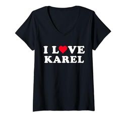 Mujer I Love Karel Matching Novia & Novio Karel Nombre Camiseta Cuello V