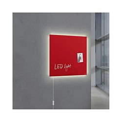 SIGEL GL402 Lavagna magnetica in vetro premium, superficie lucida, 48 x 48 cm, con LED, montaggio facile, rosso, Artverum