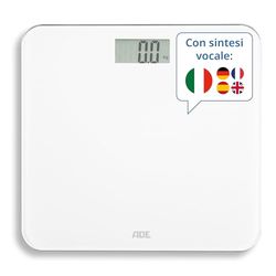 ADE Bilancia pesapersone digitale parlante | emissione vocale in 5 lingue | per non vedenti, ipovedenti e anziani | display molto grande | capacità di carico particolarmente elevata fino a 250 kg