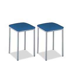 ASTIMESA Twee keukenkrukken, vierkant, kunstleer, blauw, zithoogte 45 cm.