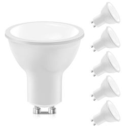 GU10 LED bianco freddo, sorgente luminosa 5W 400lm, lampadina 6000K bianco freddo (sostituisce lampada alogena 40W), lampadina angolo fascio 120°, riflettori GU10, 6 pezzi