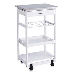 Zeller 13772 Carrello da Cucina con Top in Acciaio Inox 47 x 37 x 82 cm, Colore: Bianco