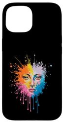Éclaboussures colorées Abstrait Visage Vibrance Coque pour iPhone 15