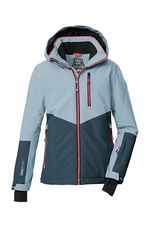 Killtec Giacca da sci da bambina, con cappuccio e paraneve KSW 207 GRLS SKI JCKT, blu chiaro, blu scuro/nero blu, 128, 43561-000