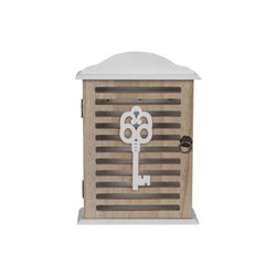 Avilia Sleutelkast met sleuteldecoratie, retro design, van hout, 6 x 19 x 28,5 cm, bruin en wit