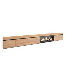 Skraut Home | TV-Meubel, Lowboard | Woonkamer, Eetkamer | 368x45x35 | Elektrische haard XXL | Moderne stijl | Eiken
