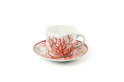 Excelsa Coral Juego de 6 Tazas de café con platillo, Porcelana, Multicolor