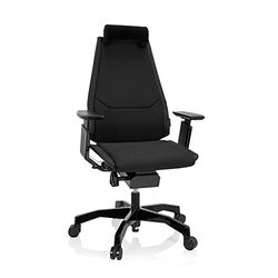 hjh OFFICE 652849 Silla de Oficina GENIDIA Negra Silla ejecutiva ergonómica, Respaldo Regulable en Altura, Tejido Negro