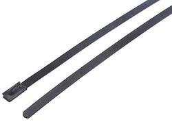 RS PRO Bridas de acero inoxidable con revestimiento de poliéster, con cierre de bola, negro, 4,6 mm x 840 mm, 100 unidades, paquete de 100 unidades