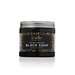 Loelle - Savon Noir Marocain 100% Bio - Constitué d’Ingrédients Naturels - Gommage Hammam pour le Corps - Gel Douche Exfoliant - Savons Bio (200g)