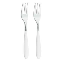 Rockingham Forge Yin and Yang Lot de 2 fourchettes à gâteaux de luxe en acier inoxydable 18/10 – poignées en blanche, plastique PBT