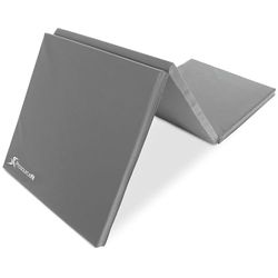 ProsourceFit Esterilla de Ejercicio Gruesa Plegable de Tres Pliegues de 6 x 2 pies con Asas de Transporte para MMA, Gimnasia, Estiramiento, Entrenamientos centrales, Unisex Adulto, Grey