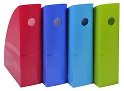 Exacompta - Ref 1821928SETD - 1928 Collection - Mag-Cube Magazine File Set - 266 x 82 x 305mm in Size, Finger Hole in Spine - Assorted Colours (Pack of 4)