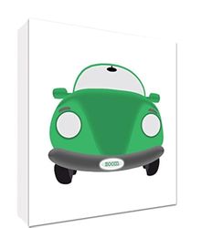 Feel Good Art-Tela spesso solido registrati, motivo auto X-Grande - 76 x 76 x 4 cm verde/bianco