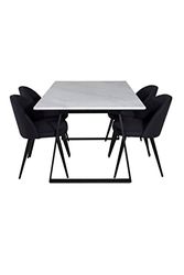 Venture Home GR19840 Estelle & Velvet Gastronomia Scrivania con 4 Sedia, 140 cm Lunghezza x 90 cm Larghezza x 74.5 cm Altezza, Nero