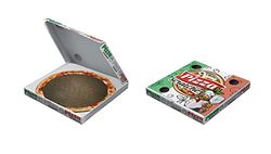 Croci Love Pizza Krabpaal van karton voor volwassen katten, 2 omkeerbare lagen, antislip voeten, inclusief kattenkruidzak, in de vorm van een pizzadoos, 40 x 40 x 6,5 cm
