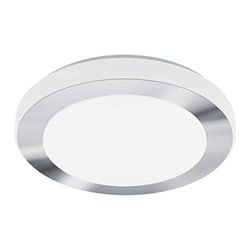 EGLO LED plafondlamp LED Carpi, plafondlamp badkamer, badkamerlamp van metaal in chroom en kunststof in wit, LED vochtige ruimte licht warm wit, IP44,
