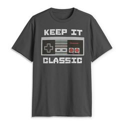 Nintendo Men's Keep It Classic T-Shirt, Charcoal, XL