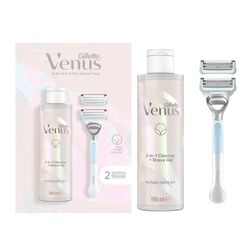 Gillette Venus Women's Razor + 2 Blade Refills + 2in1 Shave Gel and Cleanser 190ml Bundle, Specifically Designed for Pubic Hair & Skin with A PH Balance