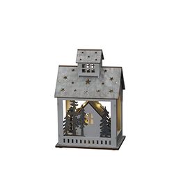 Konstsmide Christmas Lights/LED Wooden Scene Battery Operated or USB, Wood, White