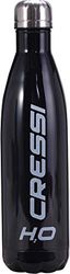 Cressi Water Bottle H20 Stainless Steel Botella Deportiva Inoxidable, Unisex Adulto, Negro/Acero, 750 ML