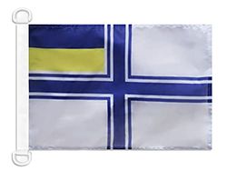 AZ FLAG - Drapeau Pavillon de guerre Ukraine - 45x30 cm - Pavillon Nautique Militaire Ukrainien Spécial Bateau Et Extérieur En Maille Bloquée Avec Anneaux Plastiques Intégrés - 30g