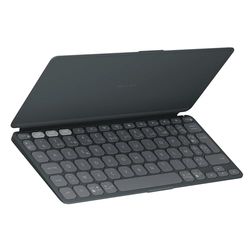 Logitech Keys-To-Go 2, clavier Bluetooth portable pour tablette avec coque intégrée, clavier sans fil compact ultra-mince pour Windows, Android, Linux, iPad, iPhone, Mac, Apple TV, AZERTY FR -Graphite