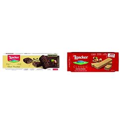 Loacker Dark Chocolate Hazelnut Biscuits, Box of Chocolate Biscuits, Classic Italian Biscuit, 100 g & Wafers, Napolitaner Hazelnut Flavour Wafer Biscuits, Classic Italian Biscuits, Light Snack, 90 g