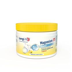 LongLife Magnesium 375® Powder | Integratore di magnesio citrato in polvere | Gusto limone | Senza glutine e vegano