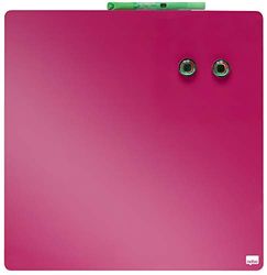 Nobo Mini Lavagna Magnetica Quadrata Montabile su Parete, Frigorifero, per Casa, Ufficio, Pennarello, Magneti e Kit di Montaggio Inclusi, Cancellabile a Secco, Senza Cornice, 360 x 360 mm, Fucsia