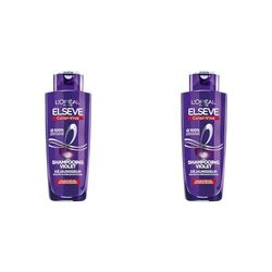 L'Oréal Paris - Shampooing Violet Déjaunisseur - Pour Cheveux Blonds, Décolorés, Méchés ou Blancs - Neutralisation des Reflets Jaunes & Orangés - Elseve Color-Vive - 200 ml (Lot de 2)
