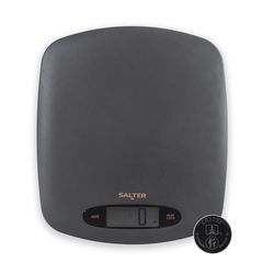 Salter Pebble Digital Kitchen Scale – Electronic Baking Scale, ‘Add & Weigh’ Tare Function, Aquatronic Function, Measures Liquids, 5kg Capacity, Metric/Imperial Measures, LCD Display, Grey