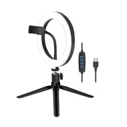 LogiLink Anneau Lumineux pour Smartphone (diamètre 20 cm) avec trépied et contrôleur pour Smartphones de 4 à 7"