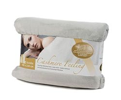Gözze - Manta de sala de estar sensação caxemira premium, 500 g/m², 180 x 220 cm - prateado
