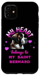 Carcasa para iPhone 11 Diseño de texto My Heart Belongs to My Saint Bernard Dog