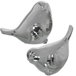 Alexandra House Living Set van keramische figuren, schildpad, vogel, zilverkleurig, 2 stuks