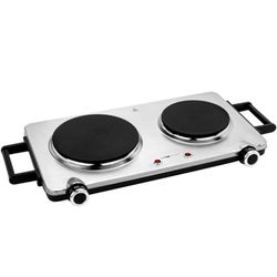 Clatronic DKP 3668 E podwójna płyta grzewcza ze stali nierdzewnej, 2 bezstopniowo regulowane termostaty, uchwyty Cool Touch, obudowa ze stali nierdzewnej, 2500 W