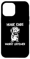 Coque pour iPhone 14 Plus Funny Wirehaired Teckel Énorme oreilles pire auditeur