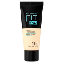 Maybelline New York Fit Me Matte+Poreless Fondotinta Opacizzante, 105 Natural Ivory