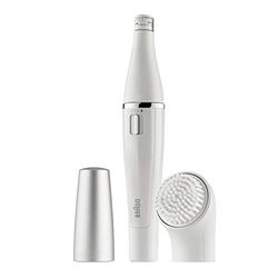 Braun Gezichtsepilator & Gezichtsborstel, FaceSpa, Gezichtreiniger voor het Gezicht, Met Extra Batterij, 100% Waterproof, SE810, Wit