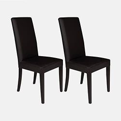 Dmora Lot de 2 chaises Classiques en Bois, pour Salle à Manger, Cuisine ou Salon, fabriquées en Italie, 46 x 55 H 99 cm, Assise H 47 cm, Couleur Noire, Polypropylène