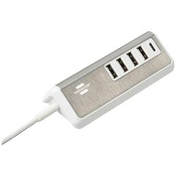 brennenstuhl®estilo ładowarka USB z funkcją szybkiego ładowania / stacja ładująca USB i 1,5m kablem tekstylnym (powierzchnia ze stali, 4x gniazda ładowania USB-A i 1x gniazdo ładowania Power Delivery)