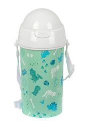 Safta PREESCOLAR DINO Drinkfles, automatisch openen, met rietje, BPA-vrij, met schoudertas, comfortabel en licht, 500 ml, 7,3 x 19,5 cm, Groen, M, Casual