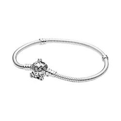 Pandora Disney Assepoester Armband met slangenketting van sterlingzilver, pompoenkoetssluiting met heldere zirkoniasteen, 23