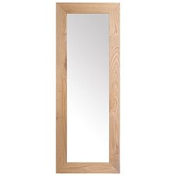 DRW Espejo de Pared Rectangular de Madera Maciza en Natural 60x2x160cm, INT.39x139cm